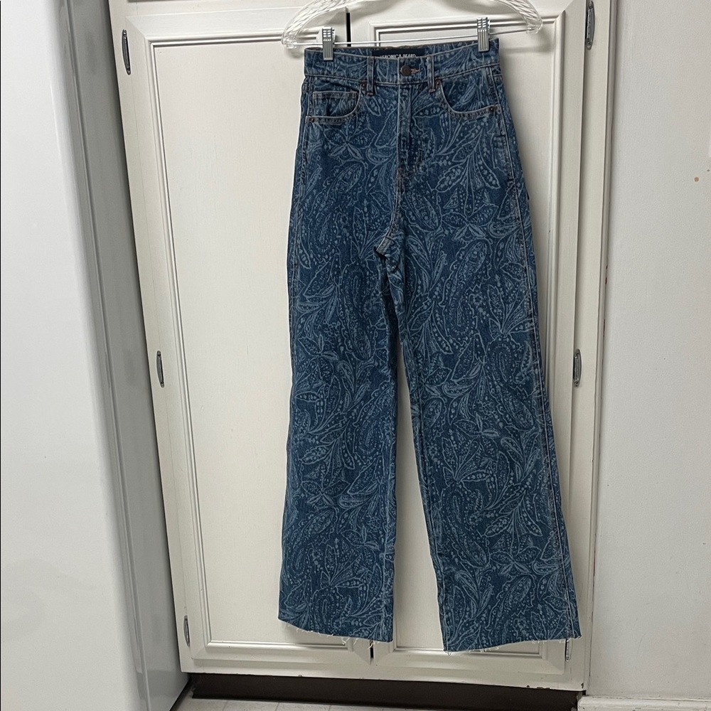 Veronica Beard Atlantic Paisley Patterned Flare Jeans